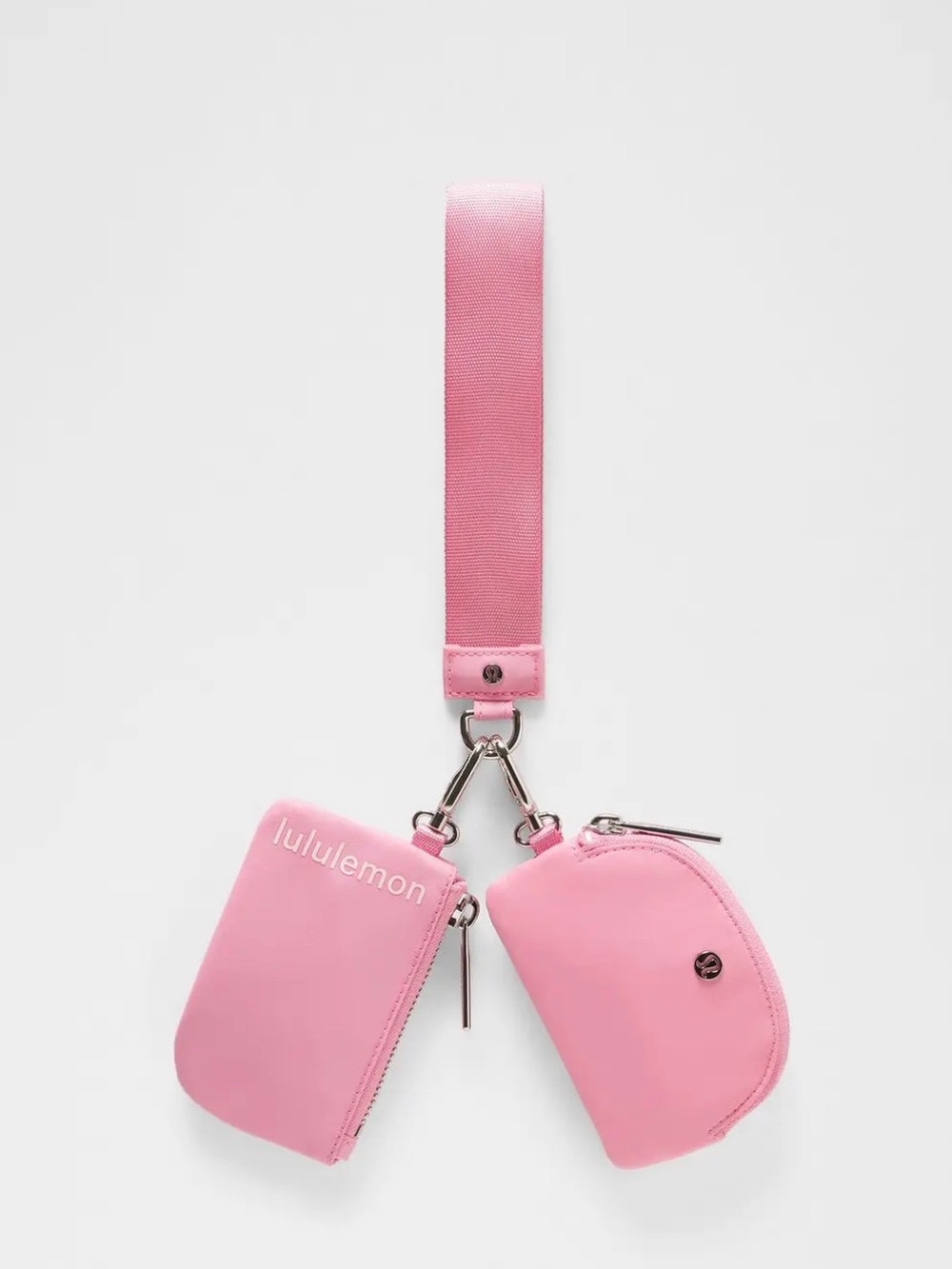 🍋🍋lululemon athletica Dual Pouch wristlet, candy cloud, pink pearl, Keychain nwt
